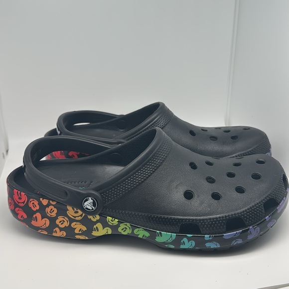 Crocs Classic Disney Rainbow Pride Celebration Mickey Unisex Black Multi Size 11 - Picture 2 of 11